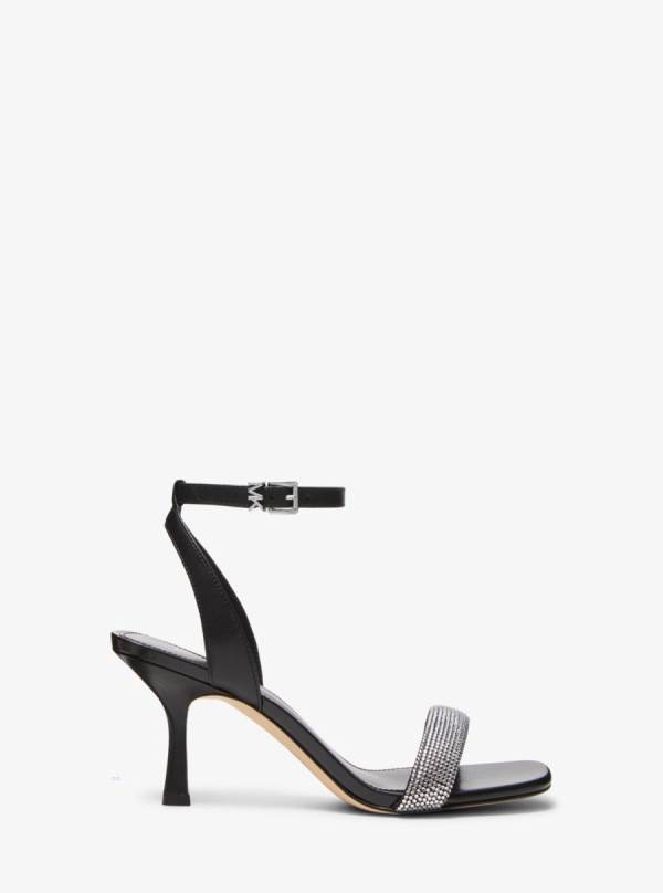 Damske Sandále Michael Kors Carrie Embellished Leather Čierne - Topanky Michael Kors Outlet | XMKES-6083